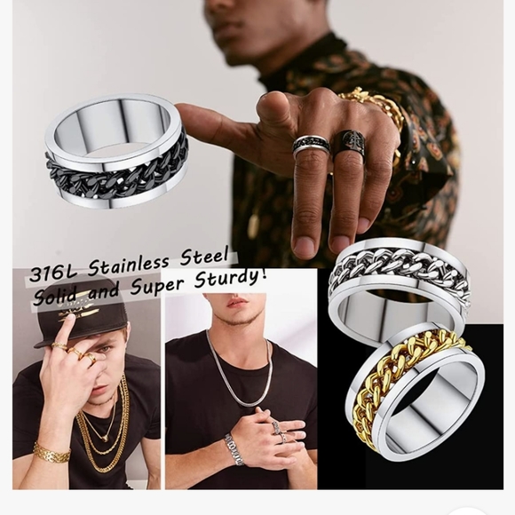 Men's Stainless Steel Spinner Fidget ring  Sze 8mm. Brand new - Picture 7 of 7